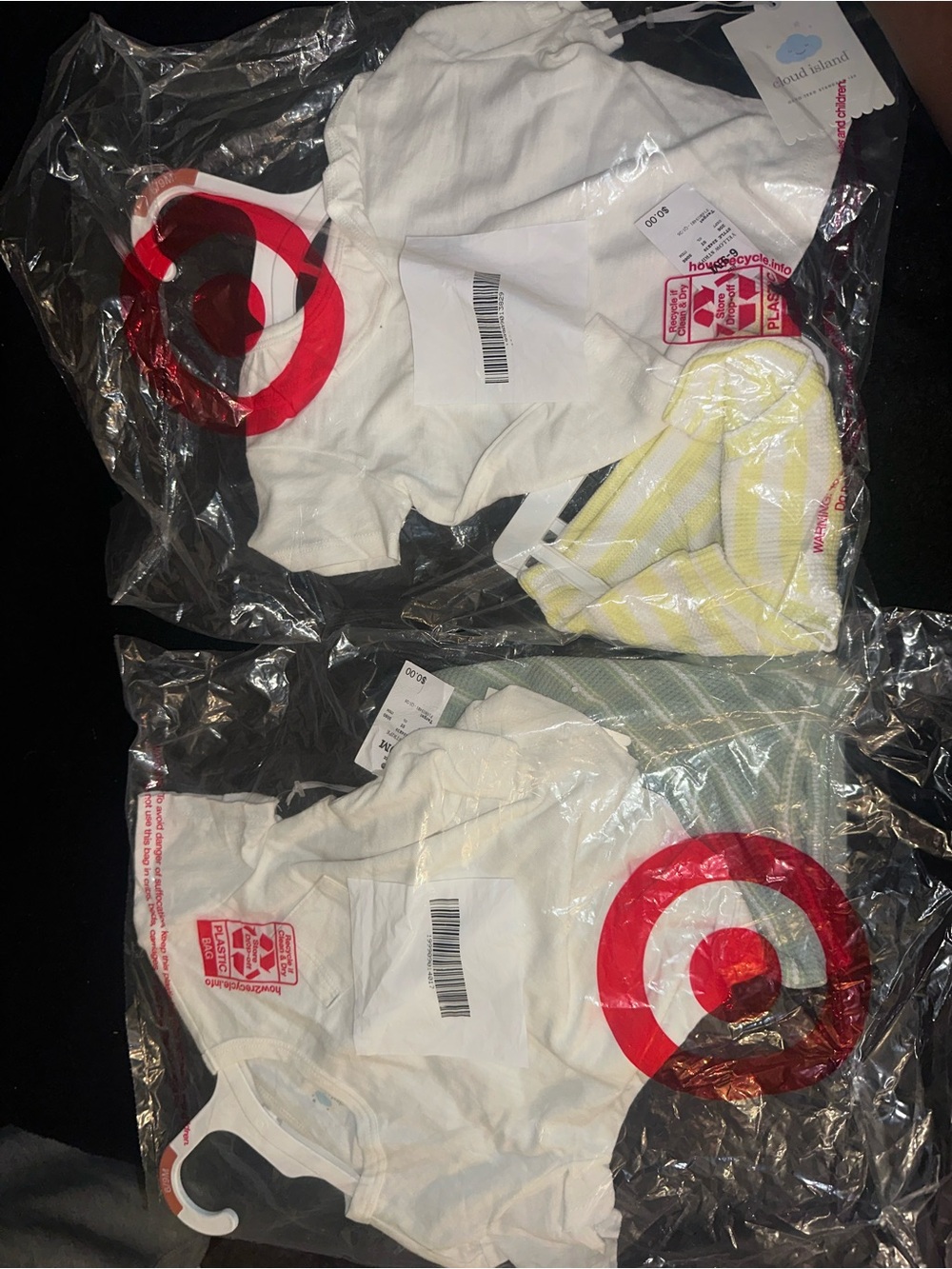 cloud island Baby Girls White Tank Tops with Yellow Stripe Accent